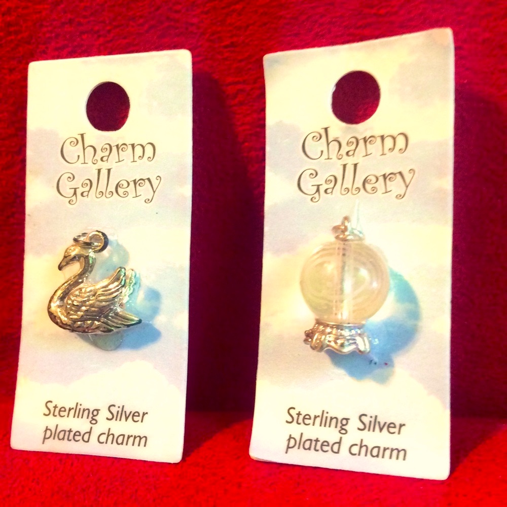 Lot 2: Sterling Silver Charms: Crystal Ball & Swan Nwt